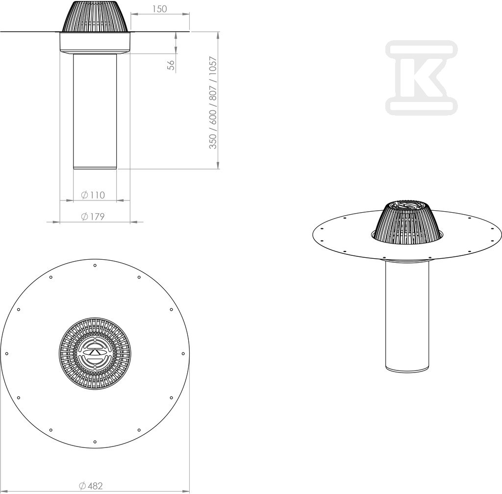 Roof drain made of acid-resistant - 390021